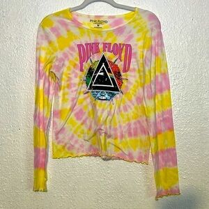Pink Floyd yellow and pink tie-dye, long sleeve T-shirt, size medium